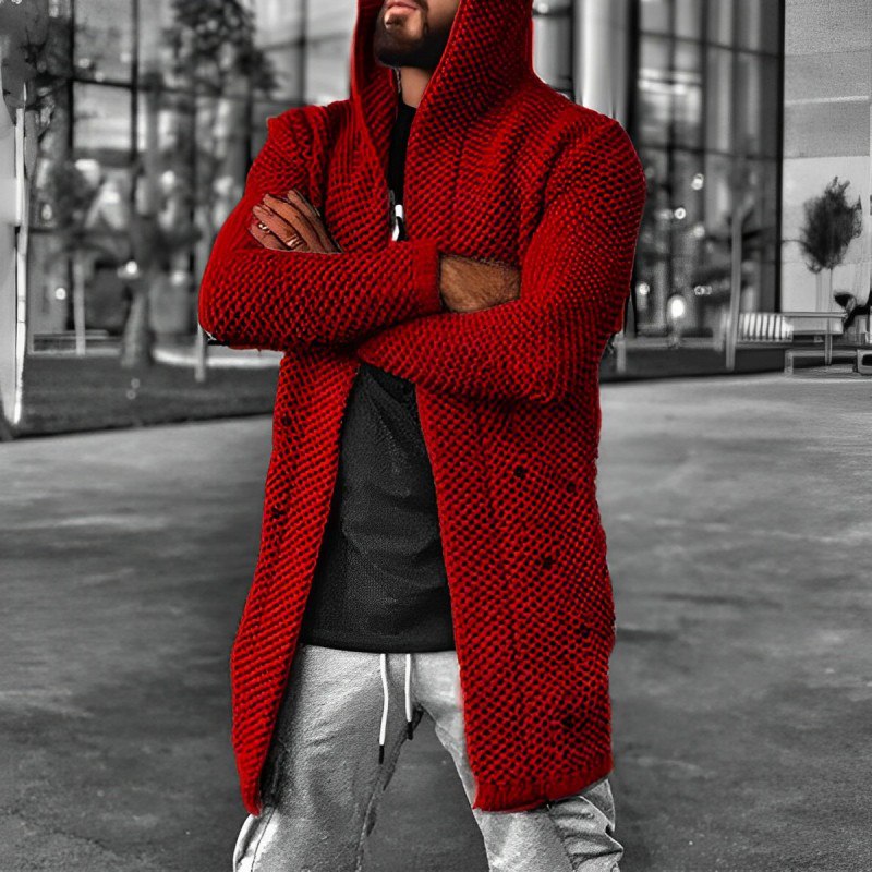 Berg-Feldt | Mittlange Herren – Strickcardigan mit Kapuze