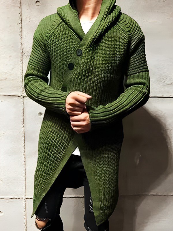 Berg-Feldt | Strickjacke mit Kapuze Aus Langem Strick