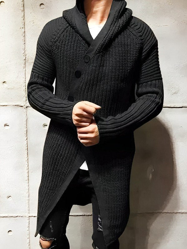 Berg-Feldt | Strickjacke mit Kapuze Aus Langem Strick