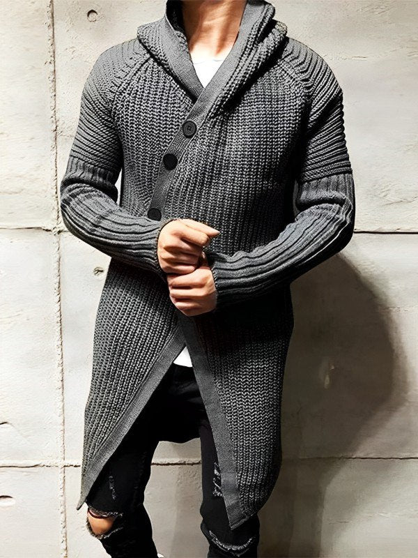 Berg-Feldt | Strickjacke mit Kapuze Aus Langem Strick
