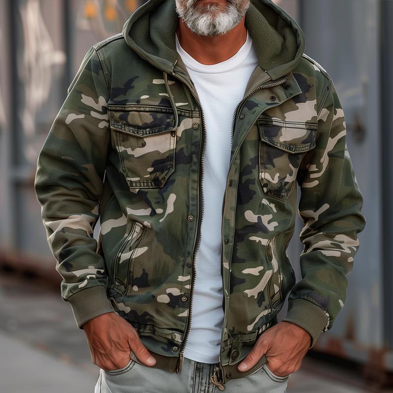Veste cargo Berg-Feldt à capuche en coloris « Stone »