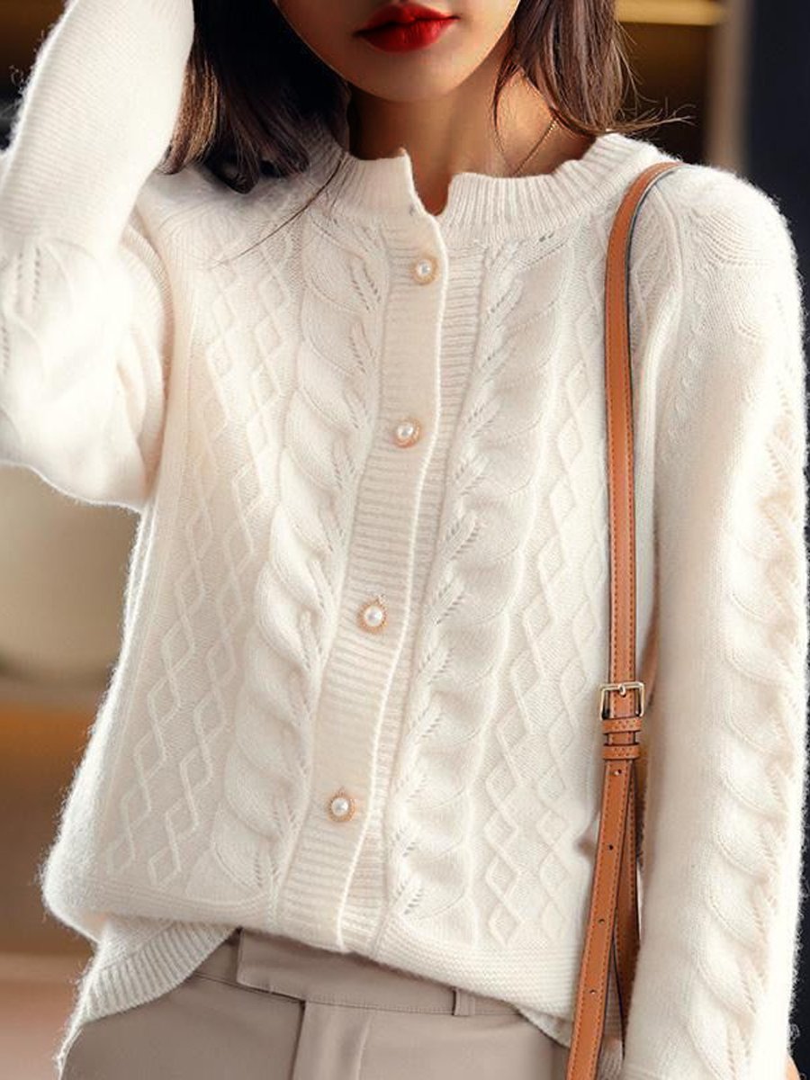 Berg-Feldt | Strickjacke - Stehkragen Jacquard Strickjacke