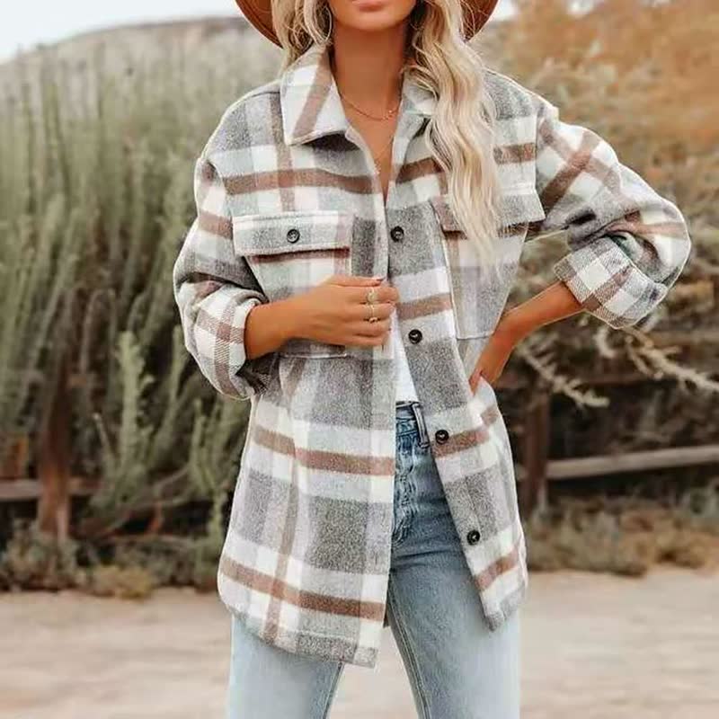 Berg-Feldt | Karierte Bluse Aus Baumwollmischung für Den Herbst Damen