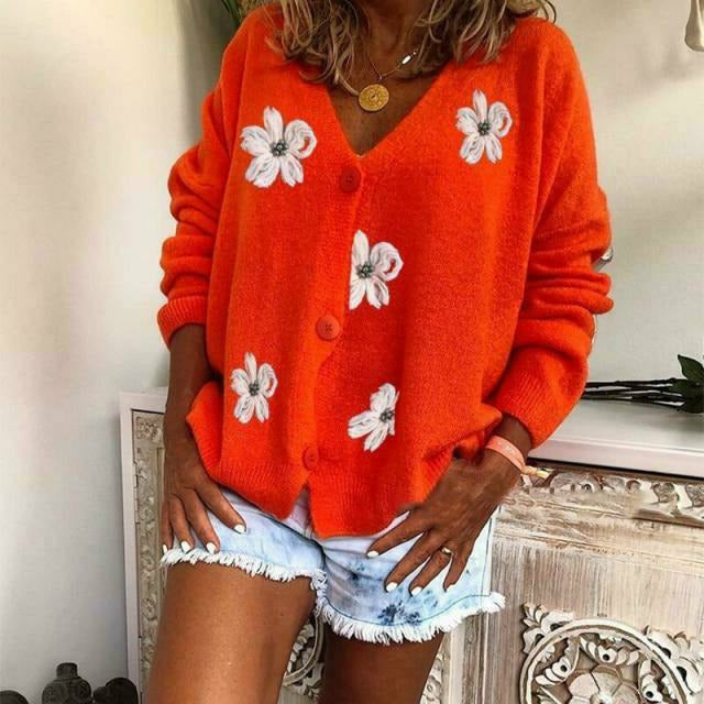 Berg-Feldt | Strickjacke mit Blumenstickerei