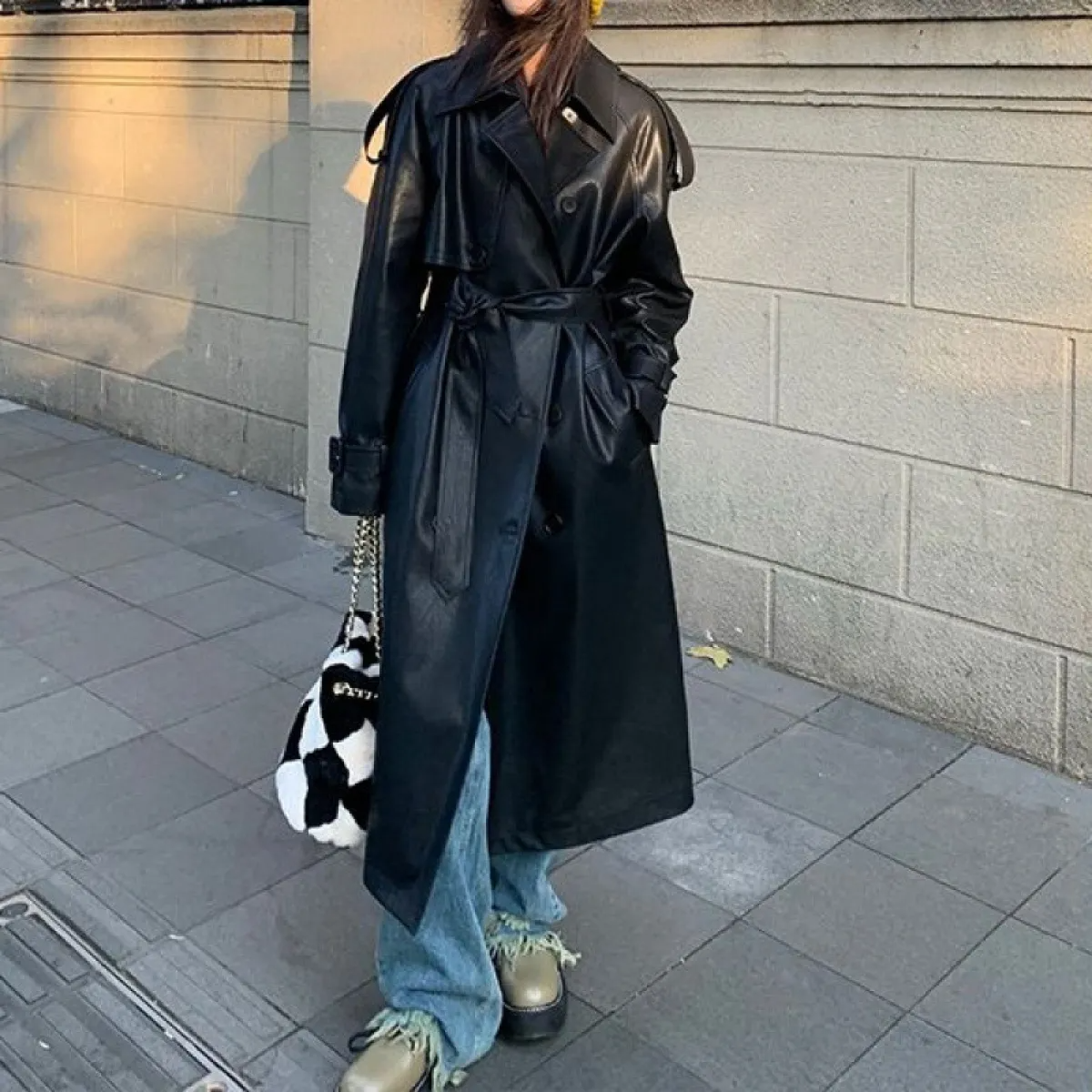 Berg-Feldt | Trenchcoat - stilvolle lange schwarze Damenjacke