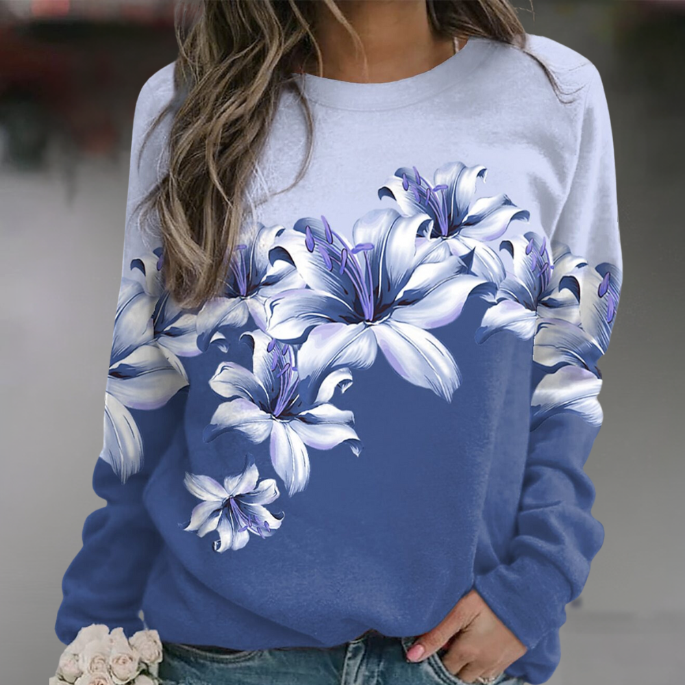 Berg-Feldt | Sweatshirt Weiches Atmungsaktives Material Bequeme Passform Floral Print Lange Ärmel