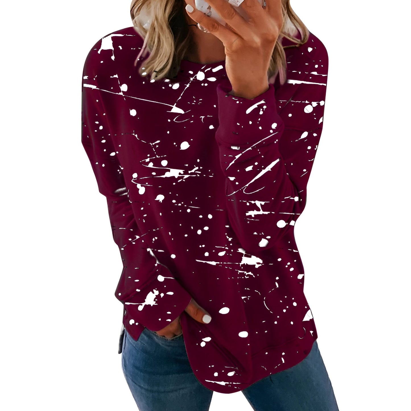Fudus Haut à manches longues style tie-dye tendance