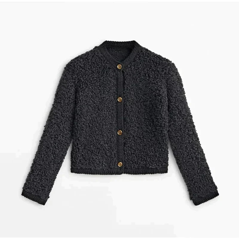 Berg-Feldt | Cardigan - Tissu bouclé - Coupe ample - Manches longues - Fermeture boutonnée