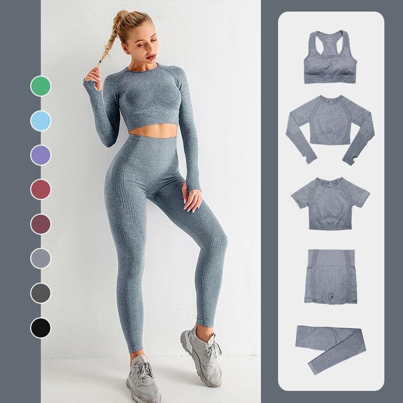 Ensemble de yoga sans coutures berg-feldt : vêtements de sport taille haute pour la gym et le fitness