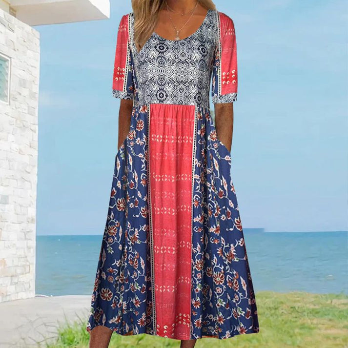 Robe midi en coton ELARA imprimée