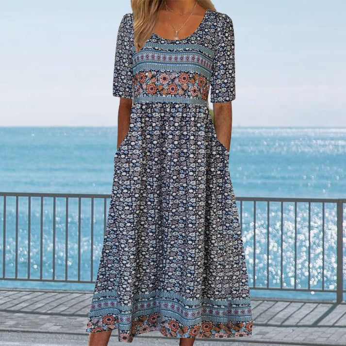 Robe midi en coton ELARA imprimée
