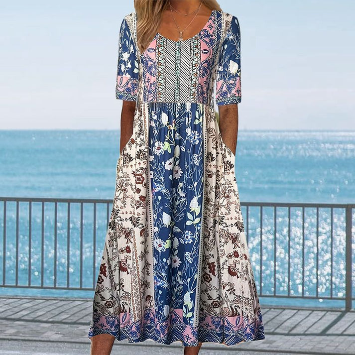 Robe midi en coton ELARA imprimée