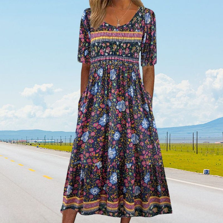 Robe midi en coton ELARA imprimée