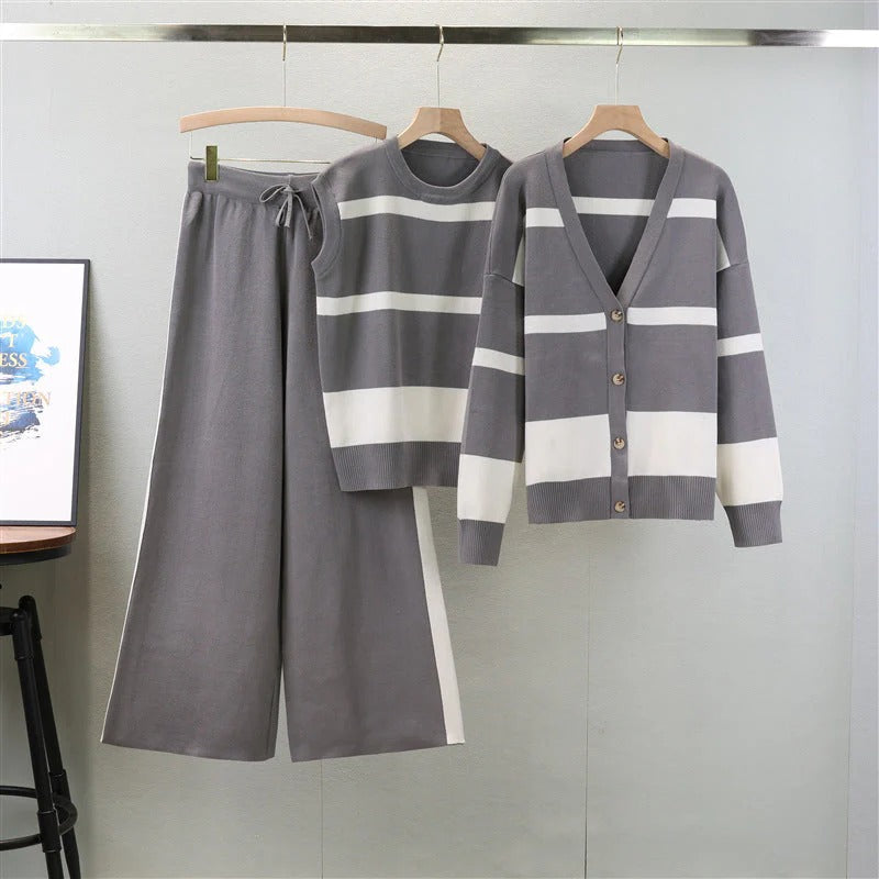 Ensemble de loungewear Mara pour femme – 3 pièces, tricoté