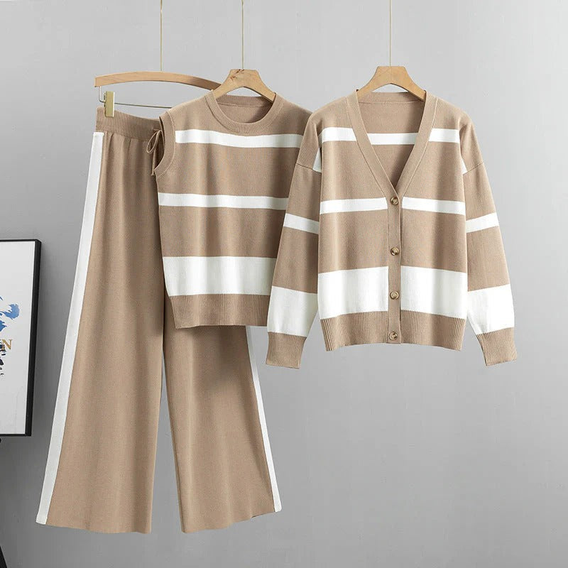 Ensemble de loungewear Mara pour femme – 3 pièces, tricoté