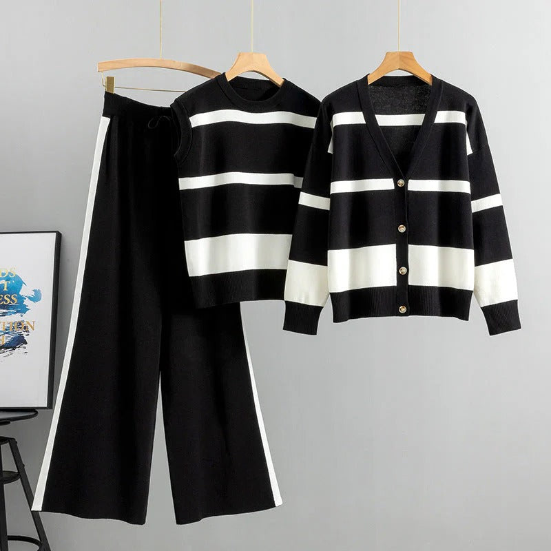 Ensemble de loungewear Mara pour femme – 3 pièces, tricoté