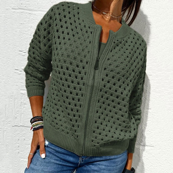Gestrickte Jacke ELINA mit Reißverschluss