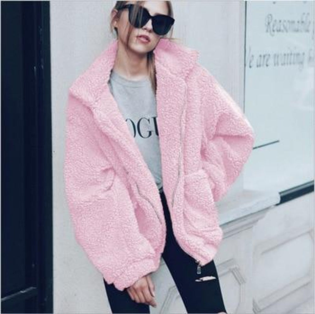Berg-Feldt | Teddy Mantel - Oversized Fit - Weiches Fleece - Reißverschluss - Lässiger Look