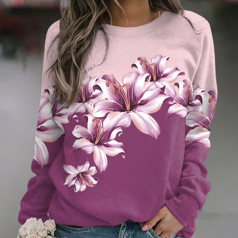 Berg-Feldt | Sweatshirt Weiches Atmungsaktives Material Bequeme Passform Floral Print Lange Ärmel