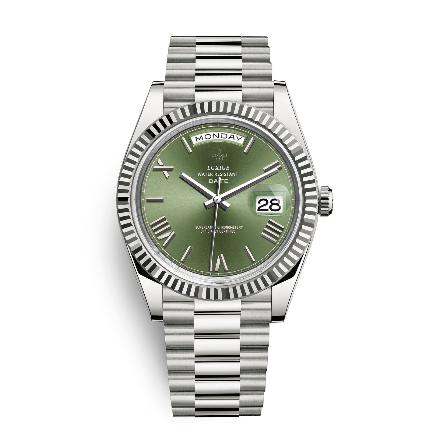 Montre automatique premium berg-feldt avec affichage du jour et de la date