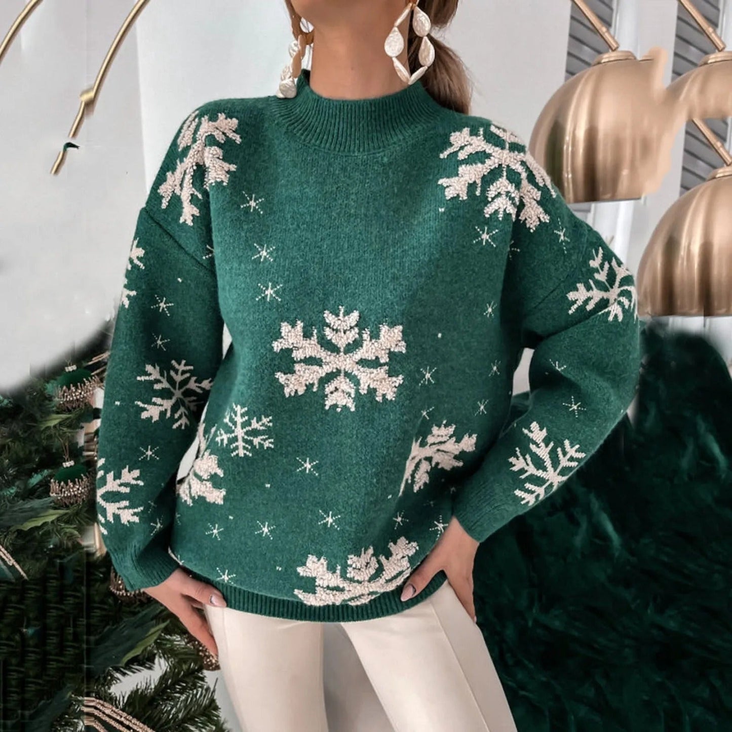Berg-Feldt | Strickpullover mit Schneeflockenprint