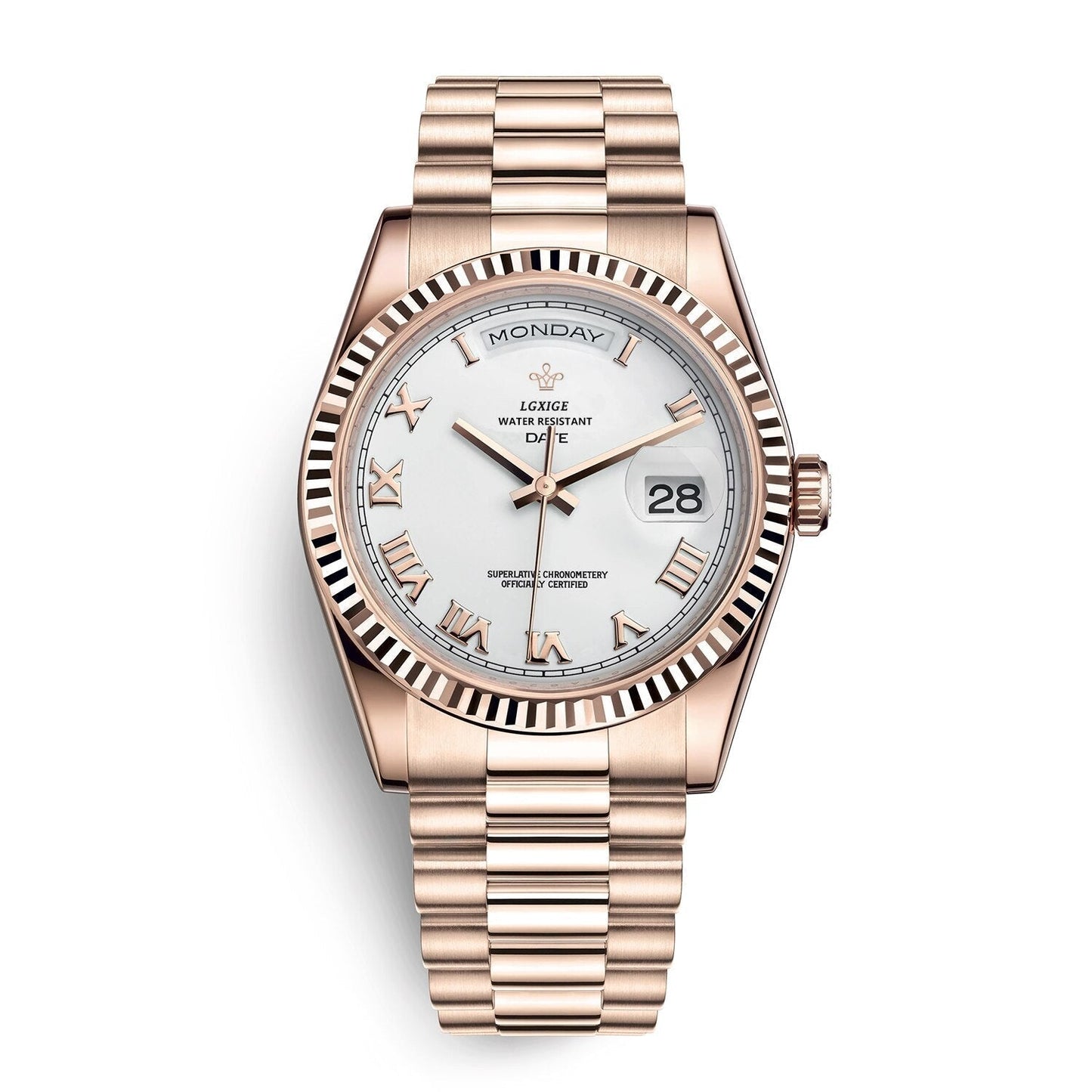 Montre automatique premium berg-feldt avec affichage du jour et de la date