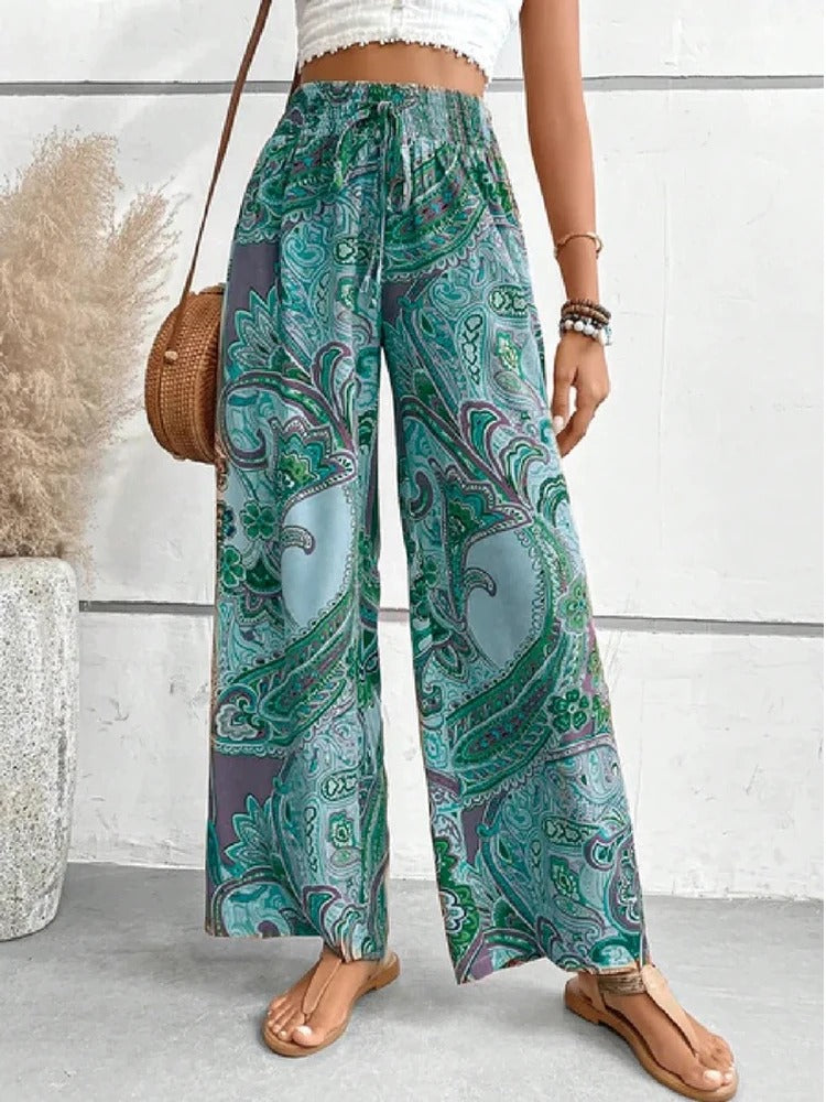 Bessie Hose: Pantalon taille haute avec imprimé numérique de haute qualité