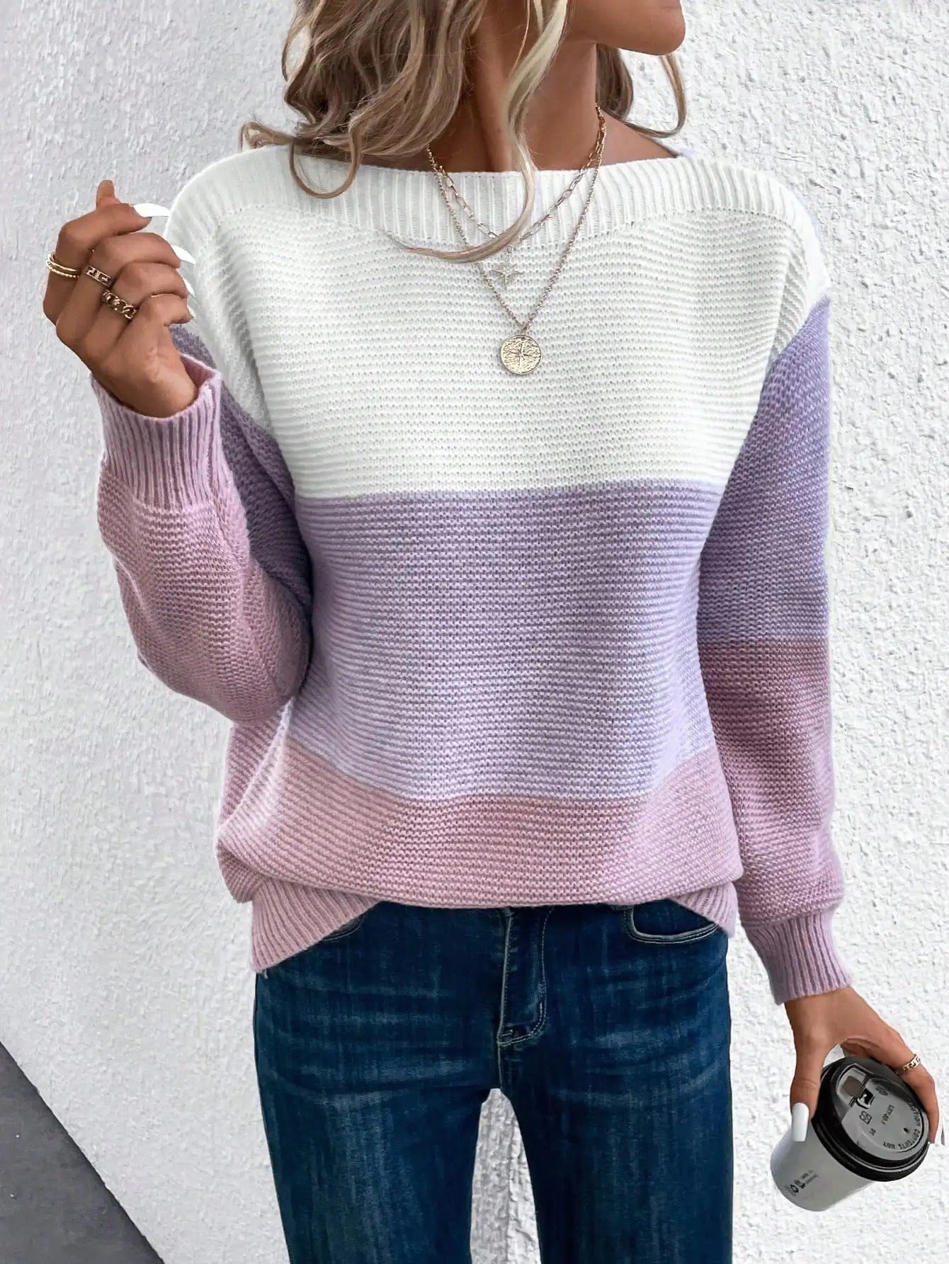 Berg-Feldt | Eleganter Dreifarbiger Patchwork Pullover