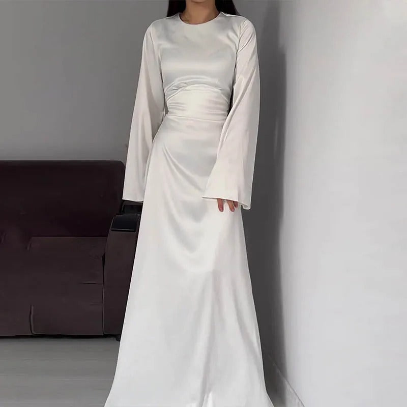 Berg-Feldt | Schickes Damen Maxikleid mit Langen Ärmeln und Tailliertem Schnitt