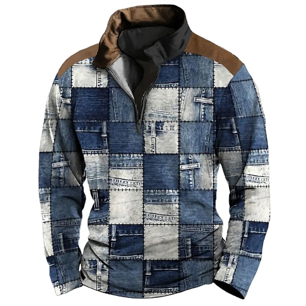 Berg-Feldt | Patchwork-design-jacke mit Reißverschluss Baumwolle Einzigartig und Mutig