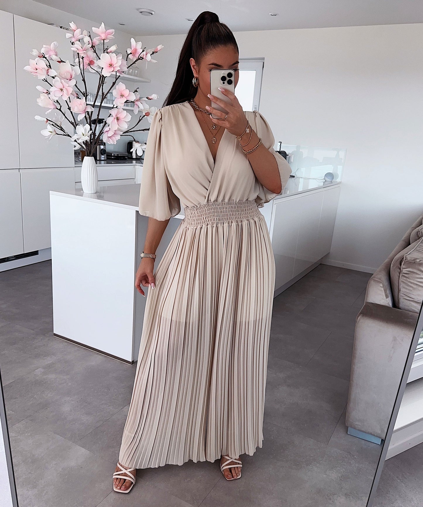 Combinaison plissée beige - Ambre