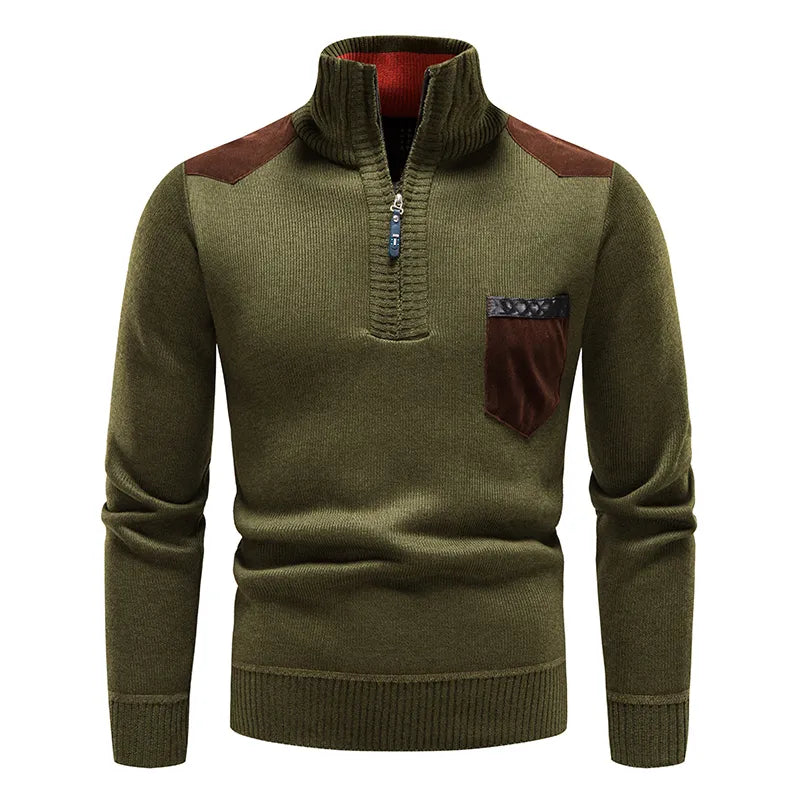 Pull pour homme à col roulé et fermeture éclair