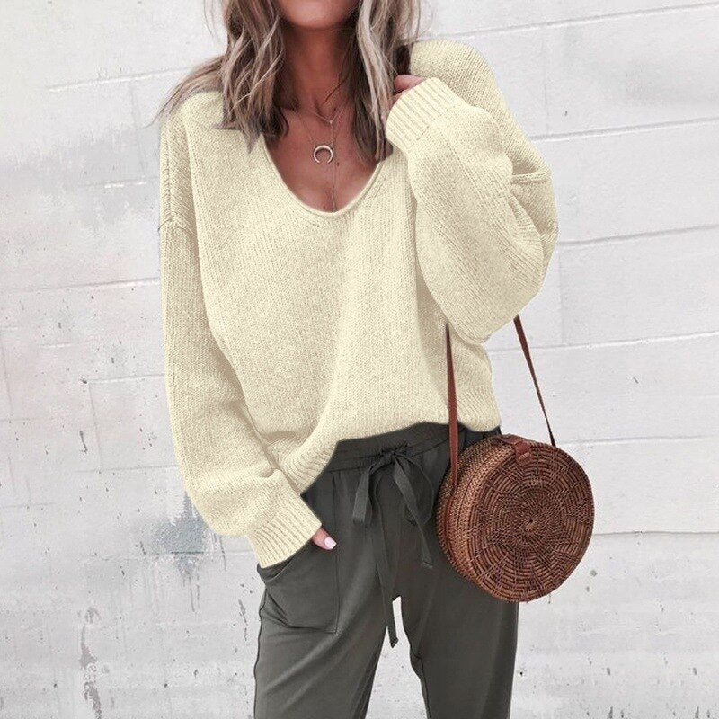 Élégant pull pour femme avec col en V