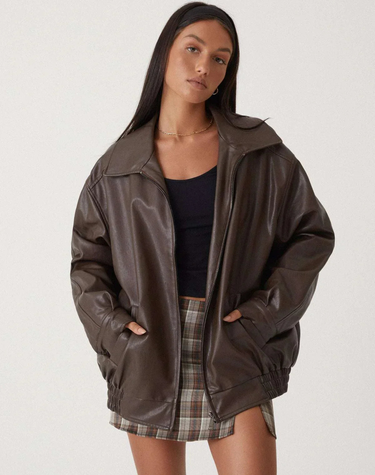 Berg-Feldt | Übergröße Pu Jacke Trendy Streetwear