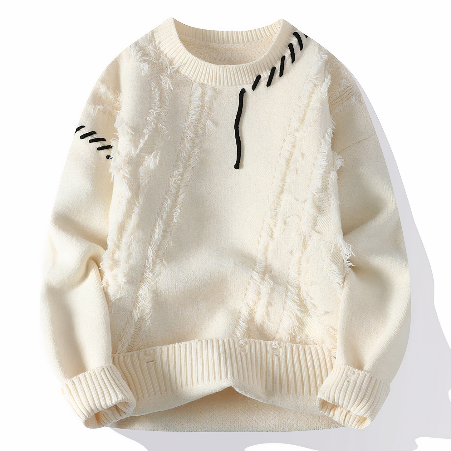 Herrenpullover mit Fransenmuster