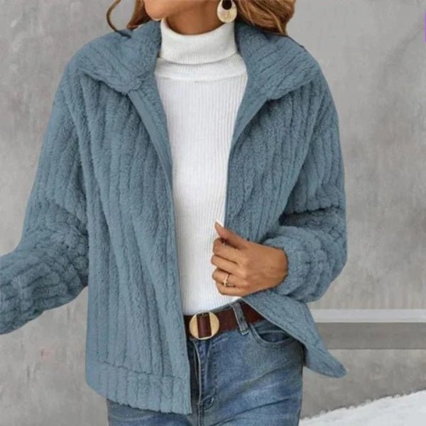 Berg-Feldt | Lässige Plushjacke mit Reißverschluss Kunstfell Warm und Elegant